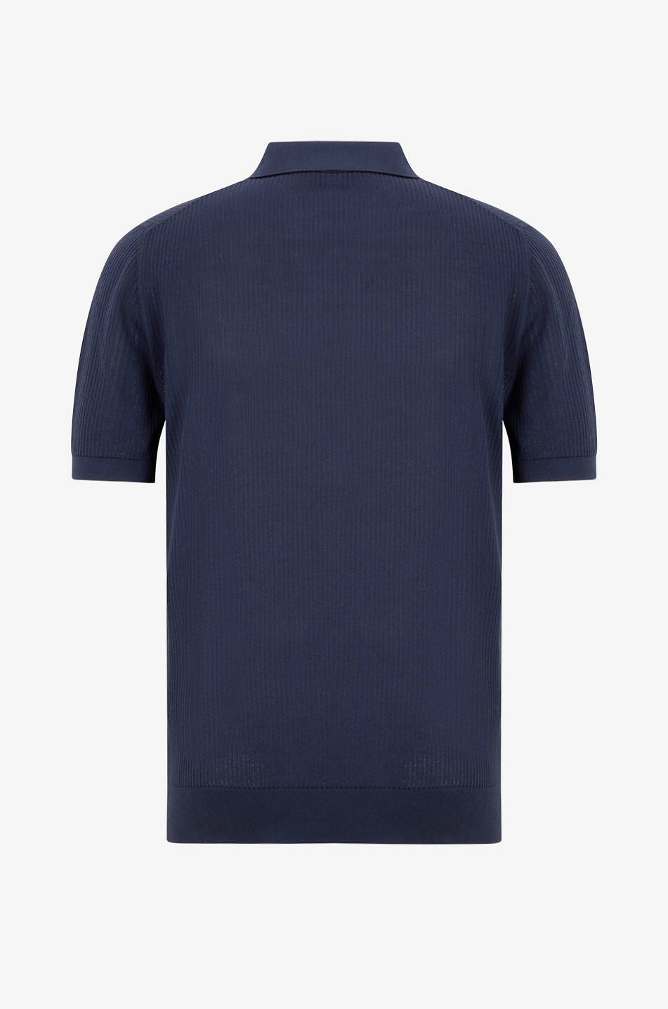 FEDELI Polo côtelé à manches courtes en coton Bambu Homme BLEU MOYEN 2