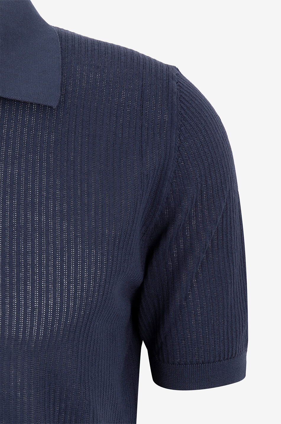 FEDELI Polo côtelé à manches courtes en coton Bambu Homme BLEU MOYEN 3