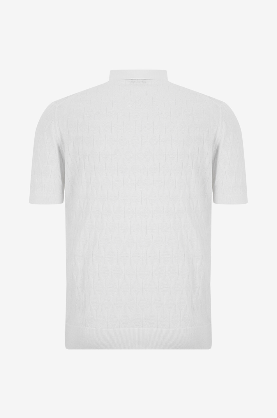 FEDELI Rumba cotton cable-knit polo shirt Men WHITE 2