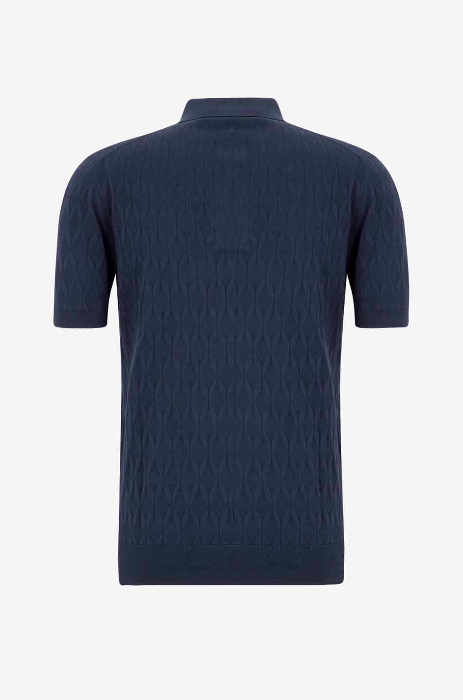 FEDELI Rumba cotton cable-knit polo shirt Men DARK BLUE 2