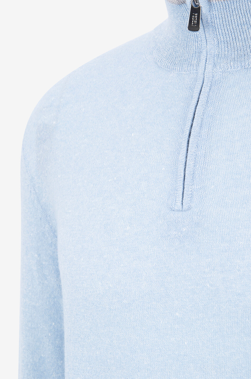 FEDELI Pull à col montant en cachemire et lin Favonio Homme BLEU CLAIR 3