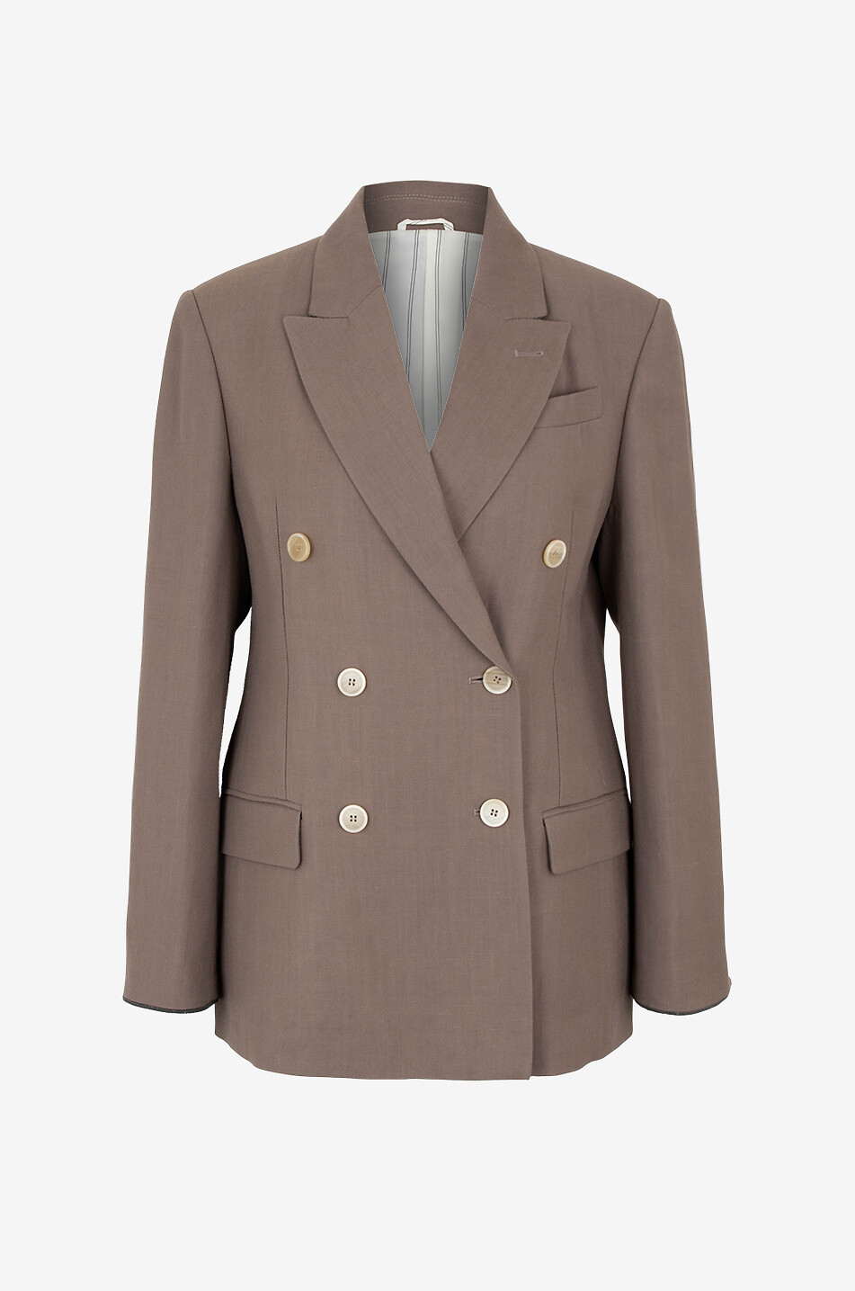 Shiny Cuffs double-breasted linen twill blazer