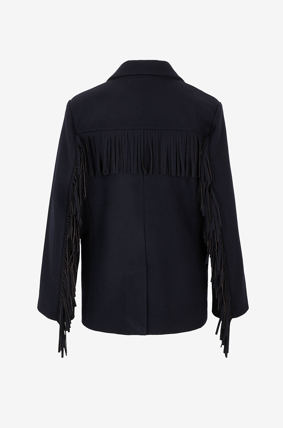 BALZAC PARIS Blazer en laine à franges Marceau Femme BLEU MOYEN 2