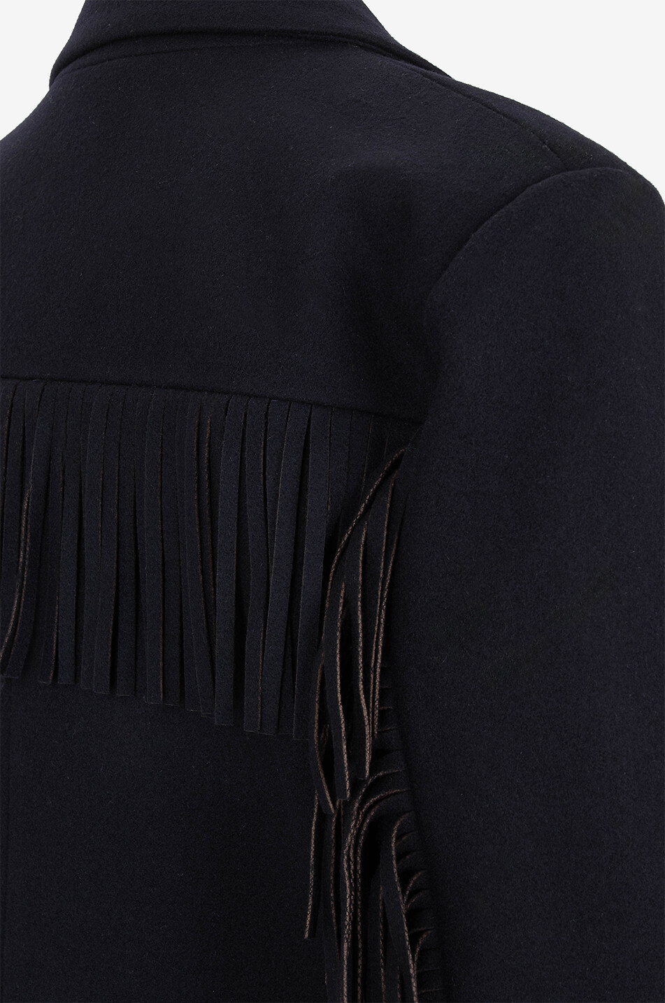 BALZAC PARIS Blazer en laine à franges Marceau Femme BLEU MOYEN 3