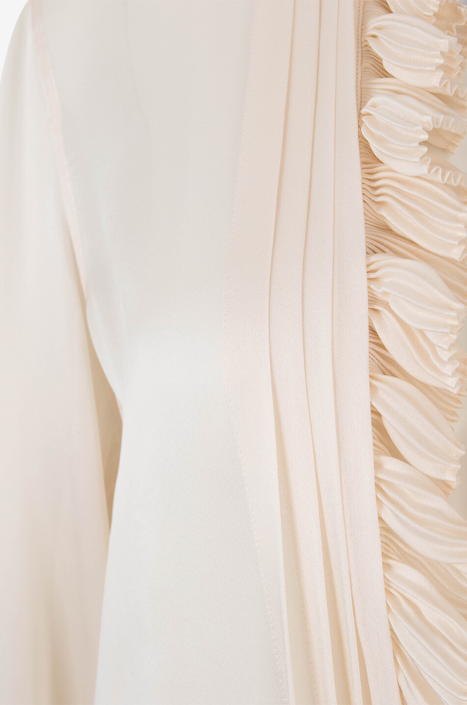 TOM FORD Seidenbluse mit V-Ausschnitt mit Plissee-Volants Damen WEISS 3