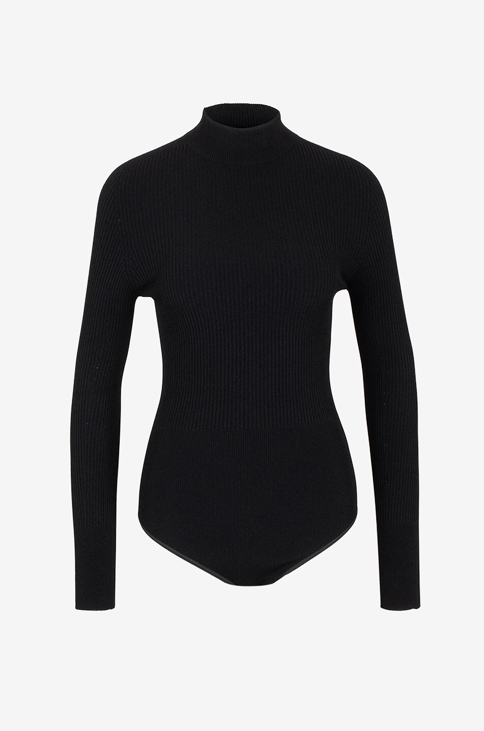 ALAÏA Long-sleeved rib knit bodysuit with funnel neck Women BLACK 1