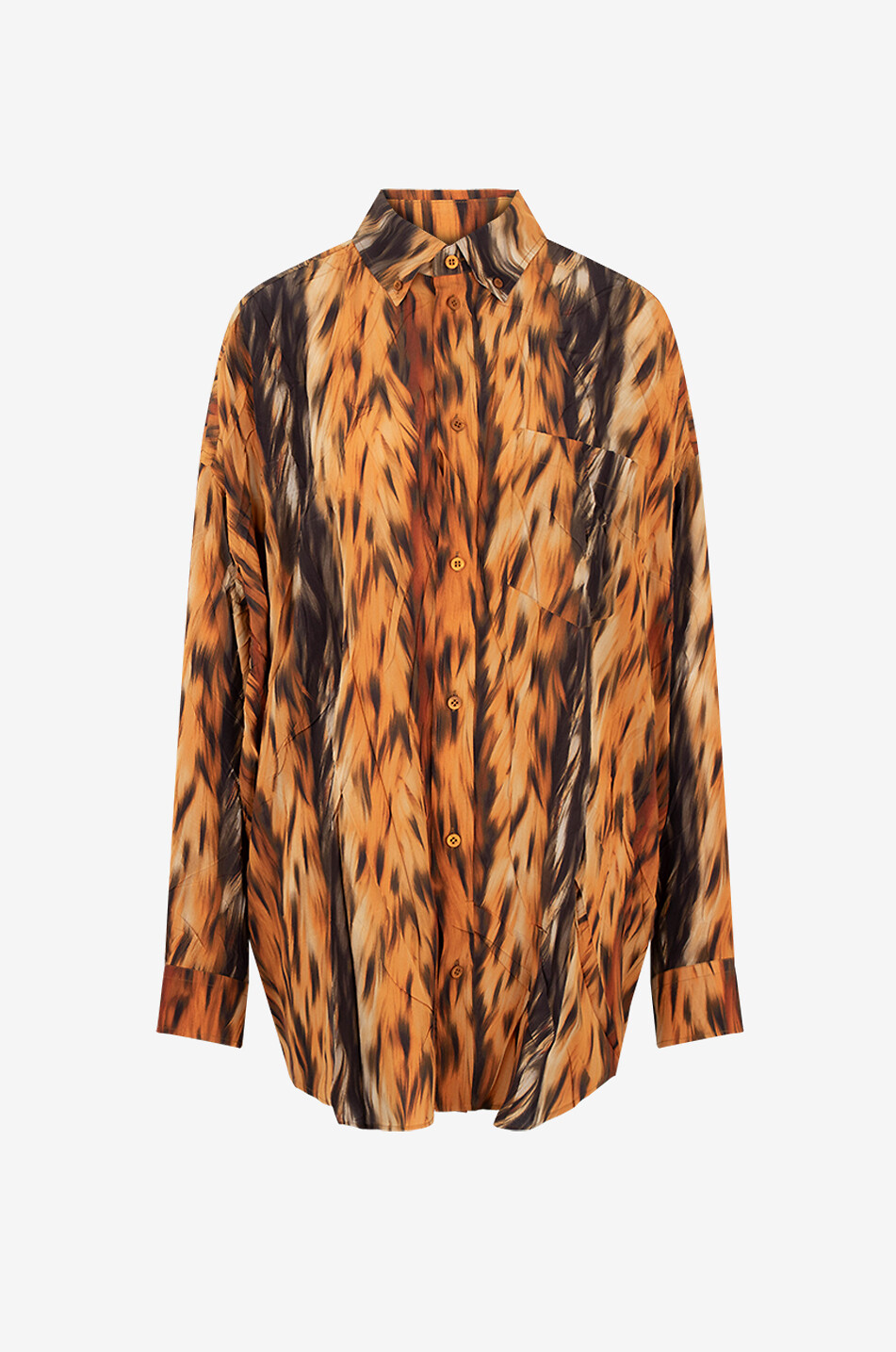 BALENCIAGA Cocoon AI Fur oversize silk shirt Women BROWN 1