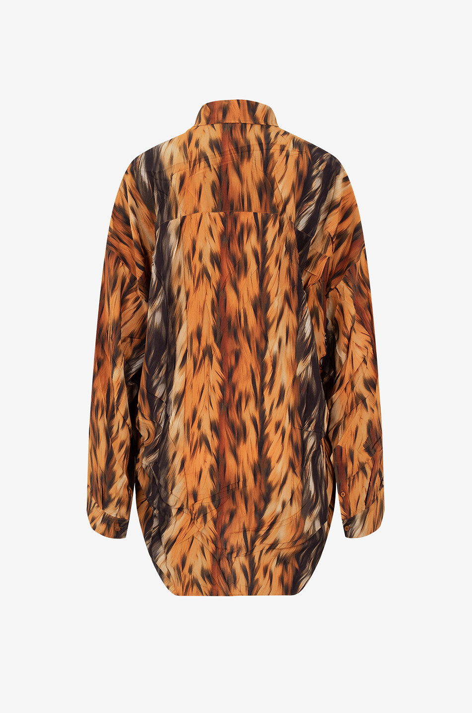 BALENCIAGA Cocoon AI Fur oversize silk shirt Women BROWN 2