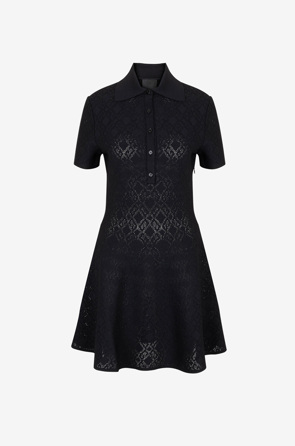 Monogram 72 Jacquard openwork knit polo mini dress