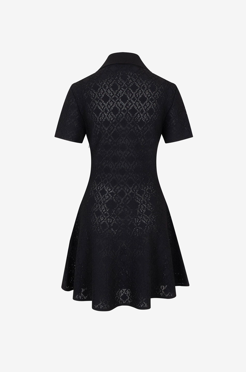GIVENCHY Monogram 72 Jacquard openwork knit polo mini dress Women BLACK 2
