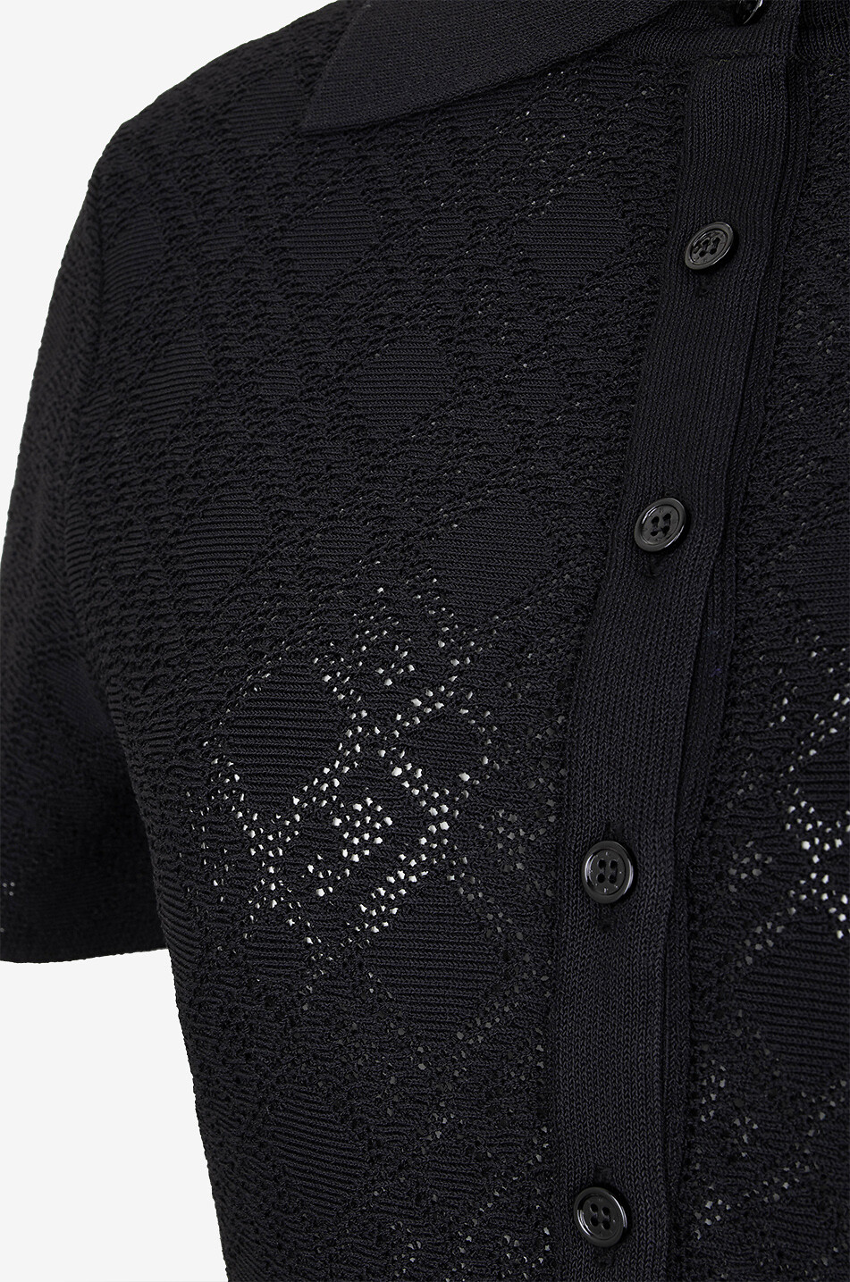 GIVENCHY Monogram 72 Jacquard openwork knit polo mini dress Women BLACK 3