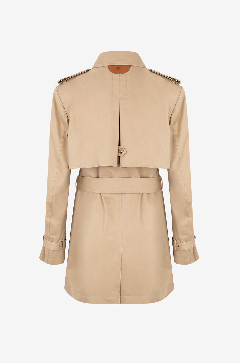 Short cotton satin trench coat