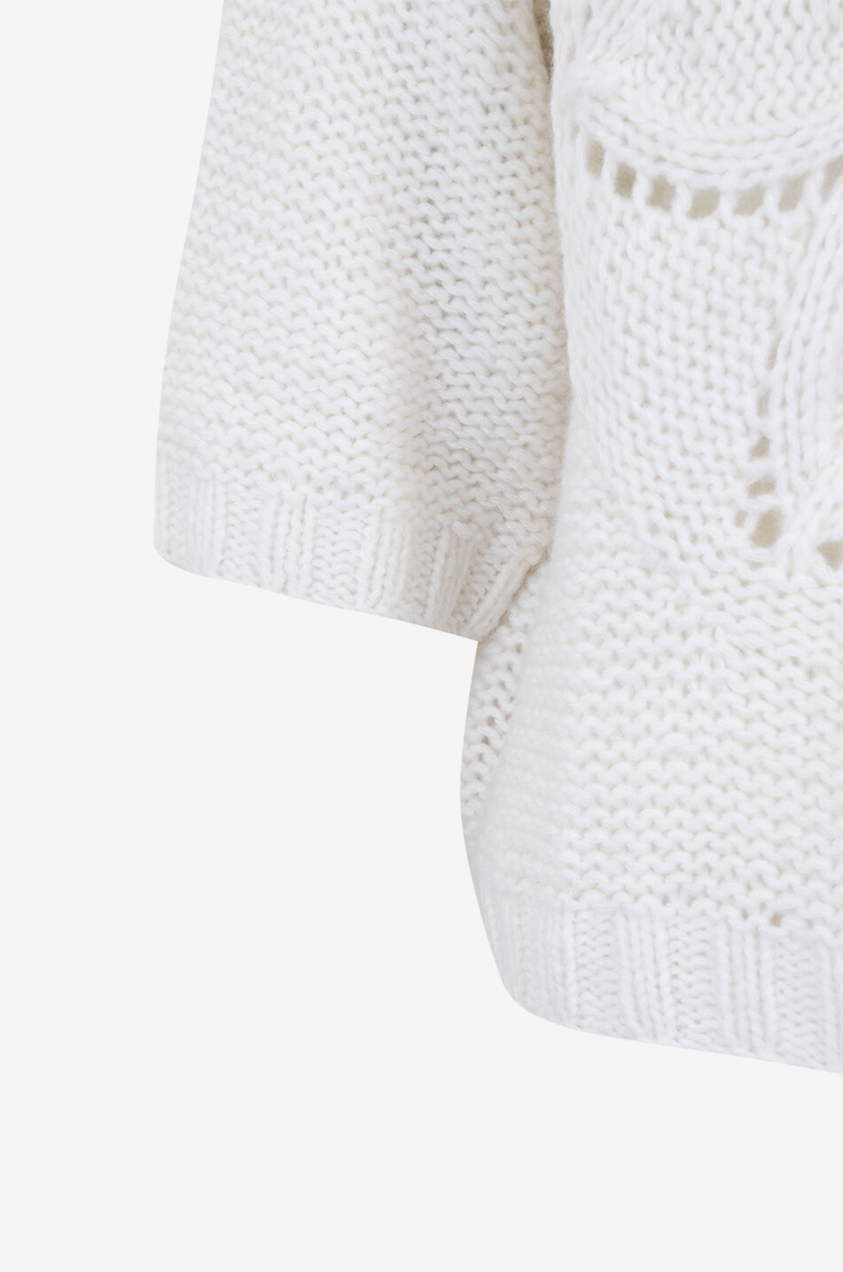 HEMISPHERE Kaschmirmix-Rundhalspullover mit Lochstrick-Blüte Damen CREMEFARBEN 3