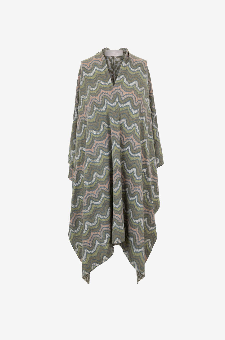 Zigzag patterned cashmere cape