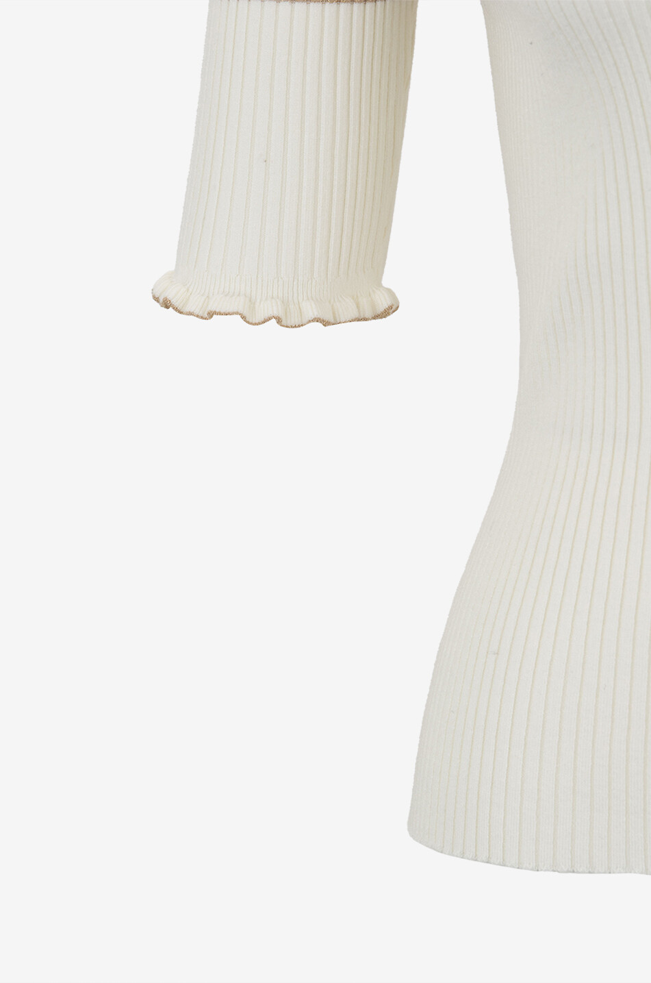 TWINSET 3/4 sleeve ribbed striped sheat jumper Women EGGSHELL 3