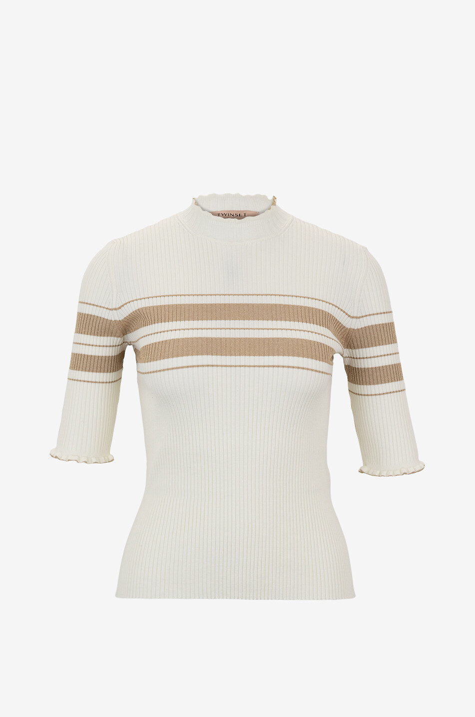 3/4 sleeve ribbed striped sheat jumper