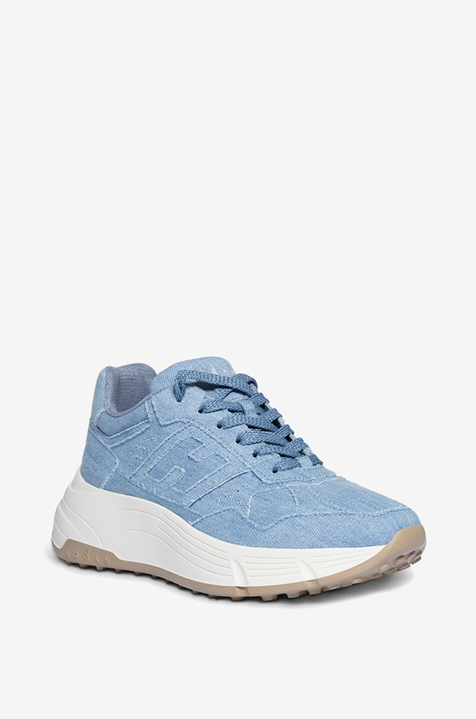 HOGAN Hogan Hi-Fi frayed denim wedge sneakers Women BLUE 1
