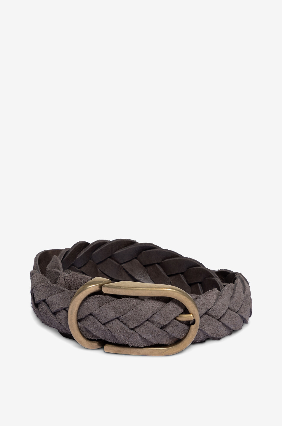 BRUNELLO CUCINELLI Ceinture tressée en daim de taureau - 30 mm Homme MARRON 1