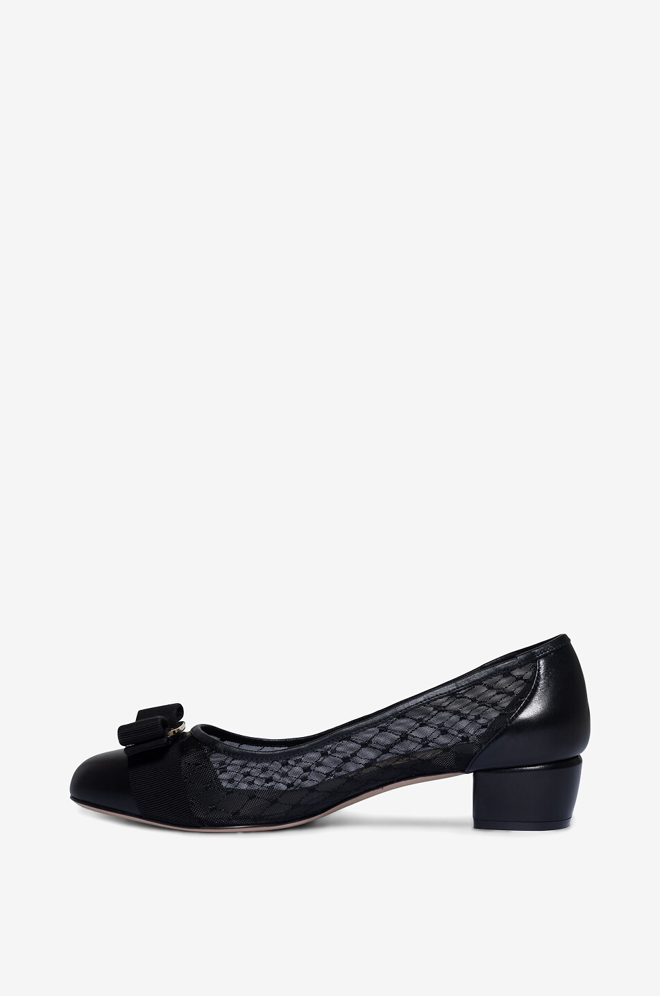 SALVATORE FERRAGAMO Vara 30 embroidered mesh and nappa leather pumps Women BLACK 3