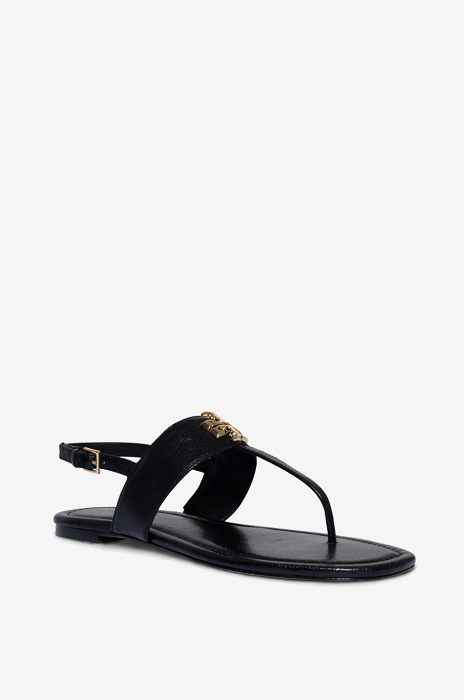 Eleanor T-Strap 10 grained leather flat sandals
