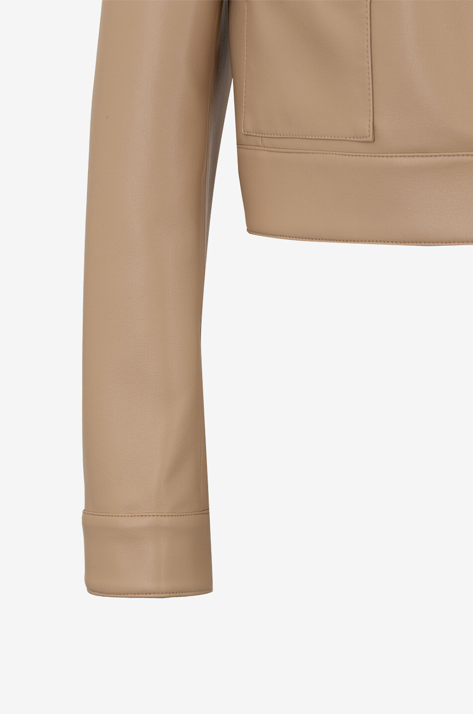 TWINSET Veste courte à col rond en cuir nappa synthétique Femme BEIGE 3