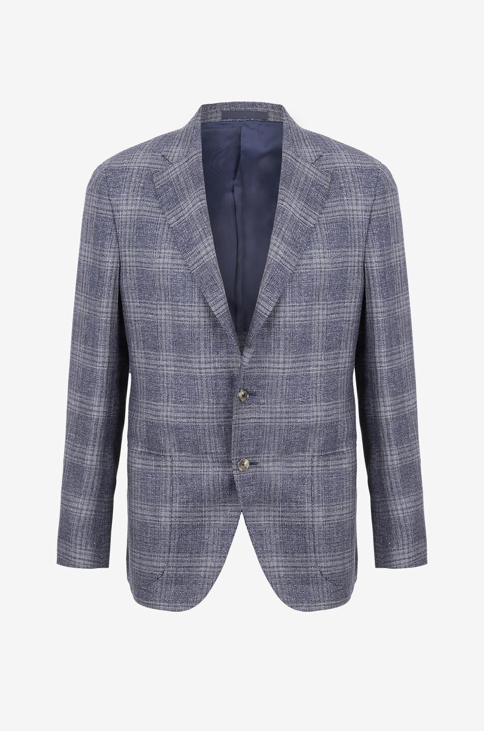 Karierter Blazer aus Leinen und Wolle