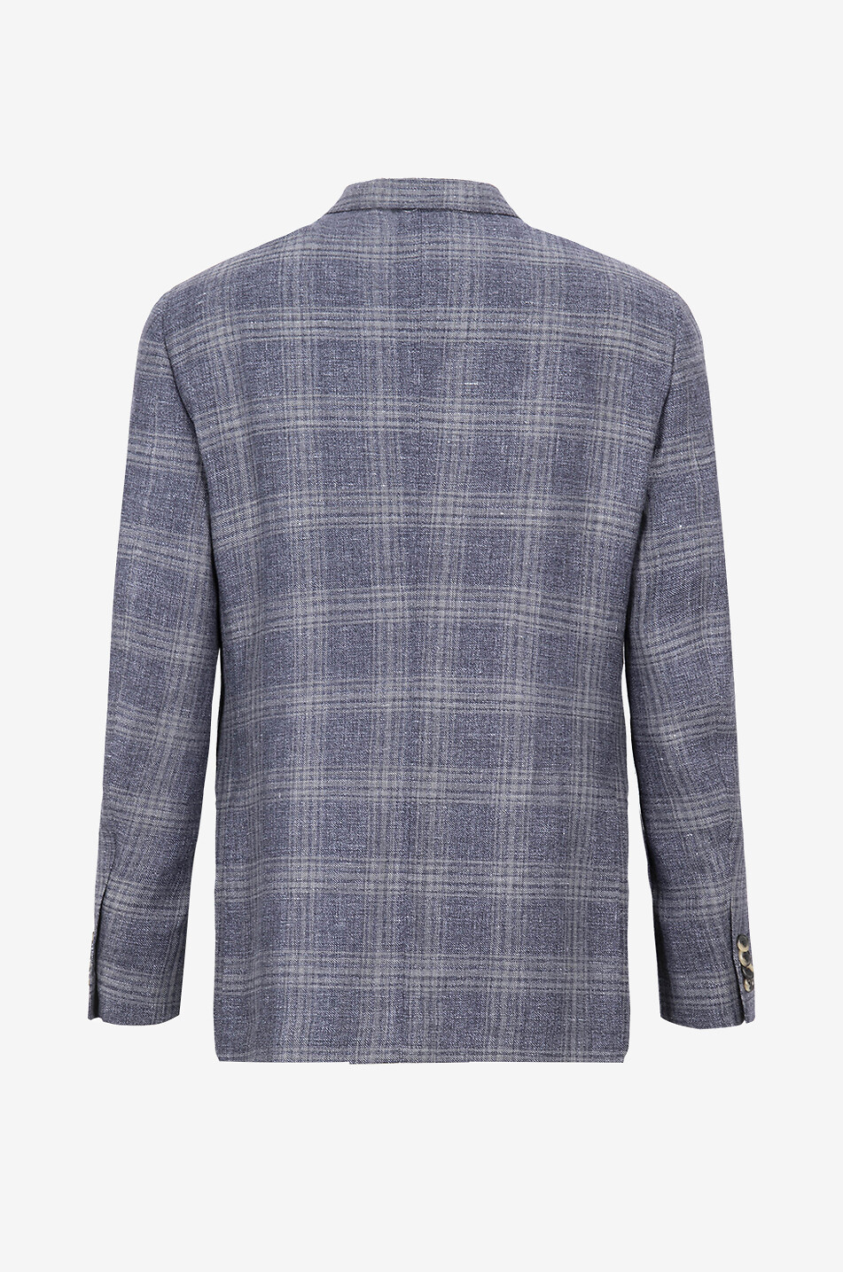 CARUSO Karierter Blazer aus Leinen und Wolle Herren MITTELBLAU 2