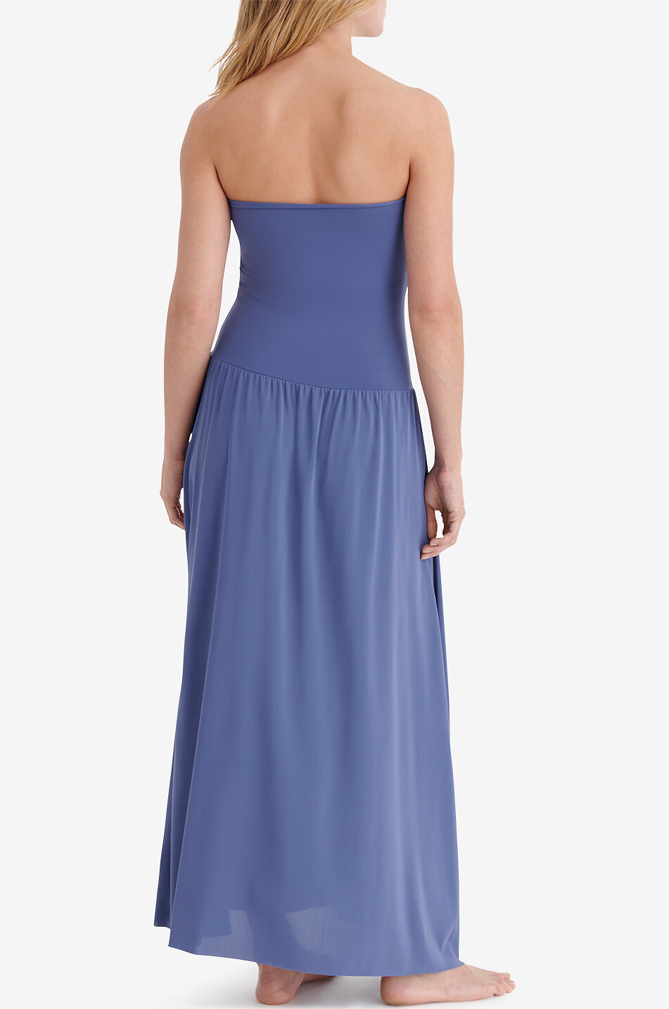 ERES Langes trägerloses Kleid aus Peau Douce Oda Damen MITTELBLAU 3