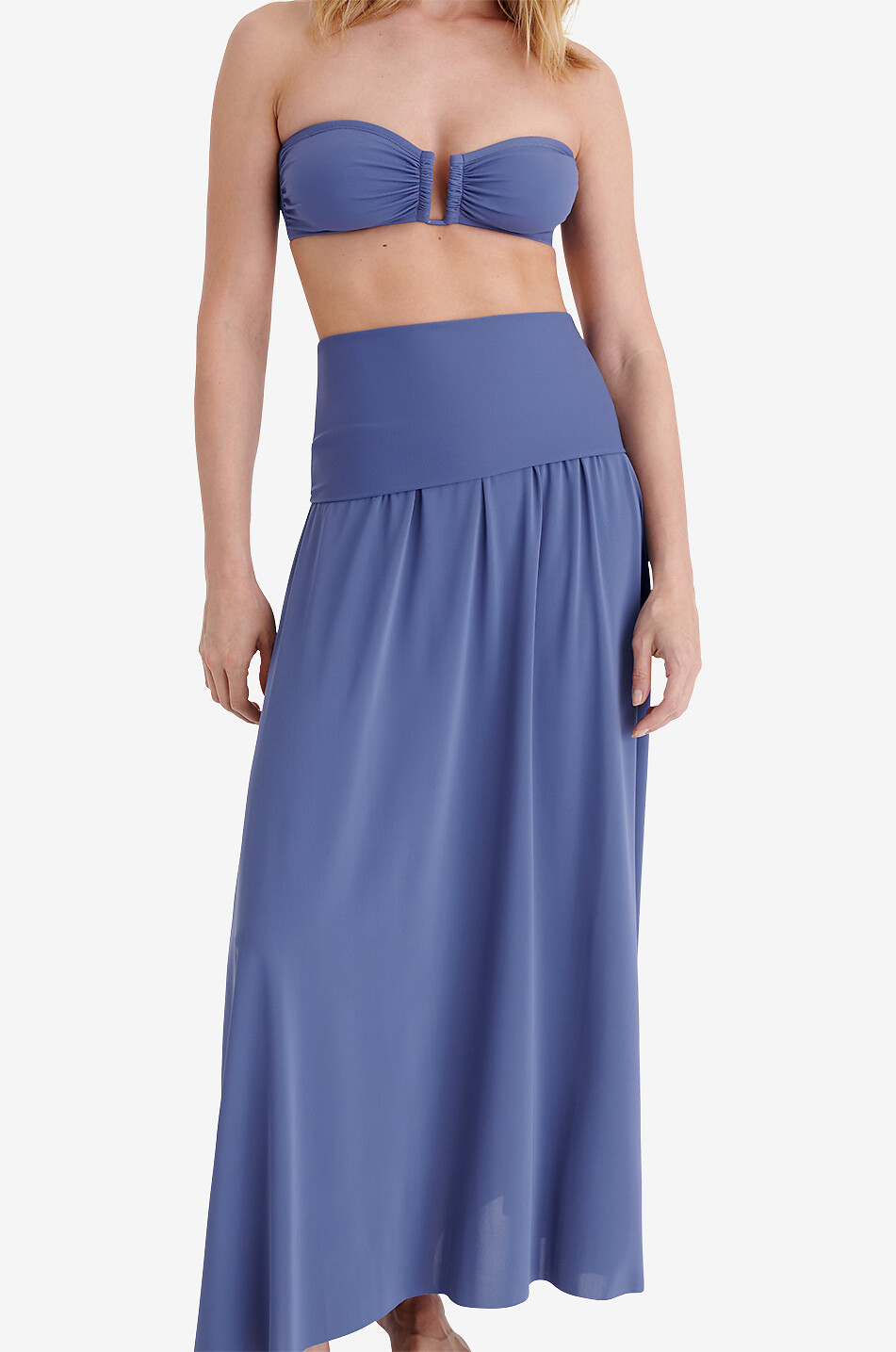 ERES Langes trägerloses Kleid aus Peau Douce Oda Damen MITTELBLAU 4