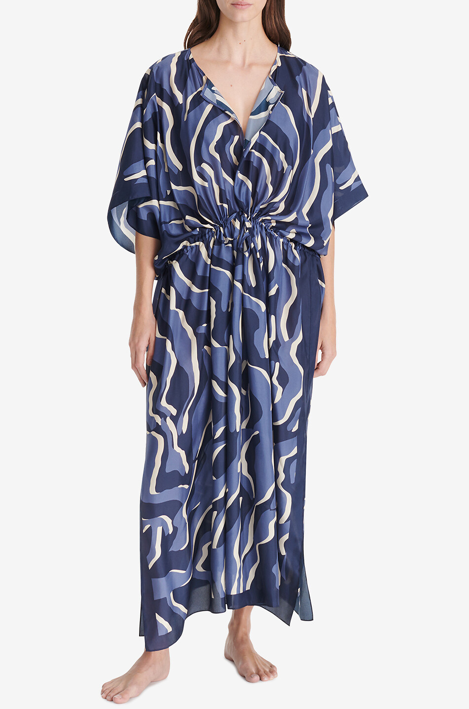 ERES Caftan long en pongé de soie Archipèle Femme MULTICOLORE1 2