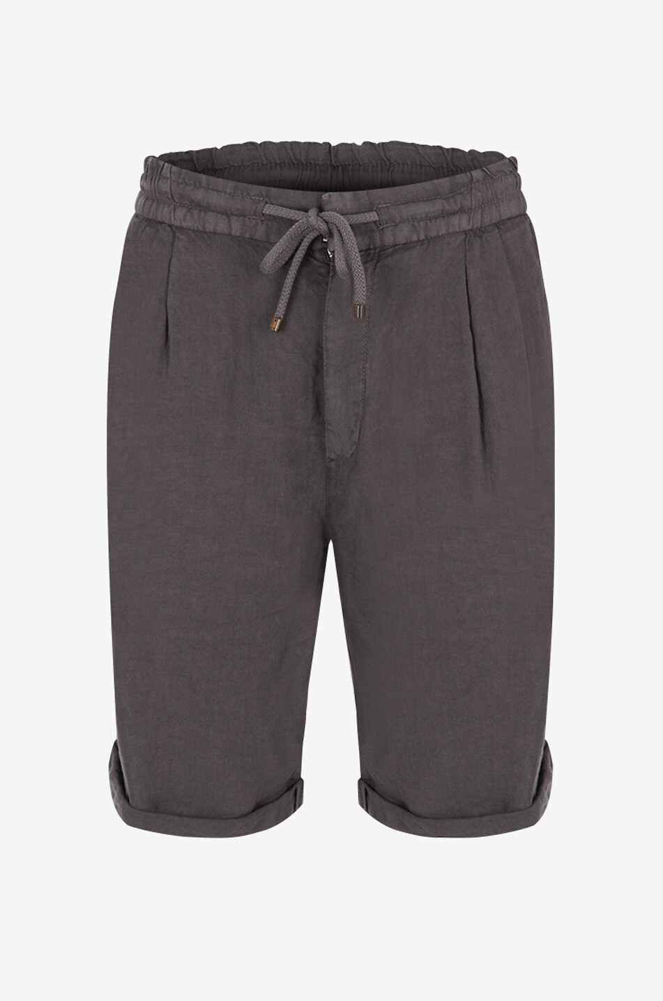 BRUNELLO CUCINELLI Bermuda à pinces en gabardine de lin Homme MARRON FONCÉ 1