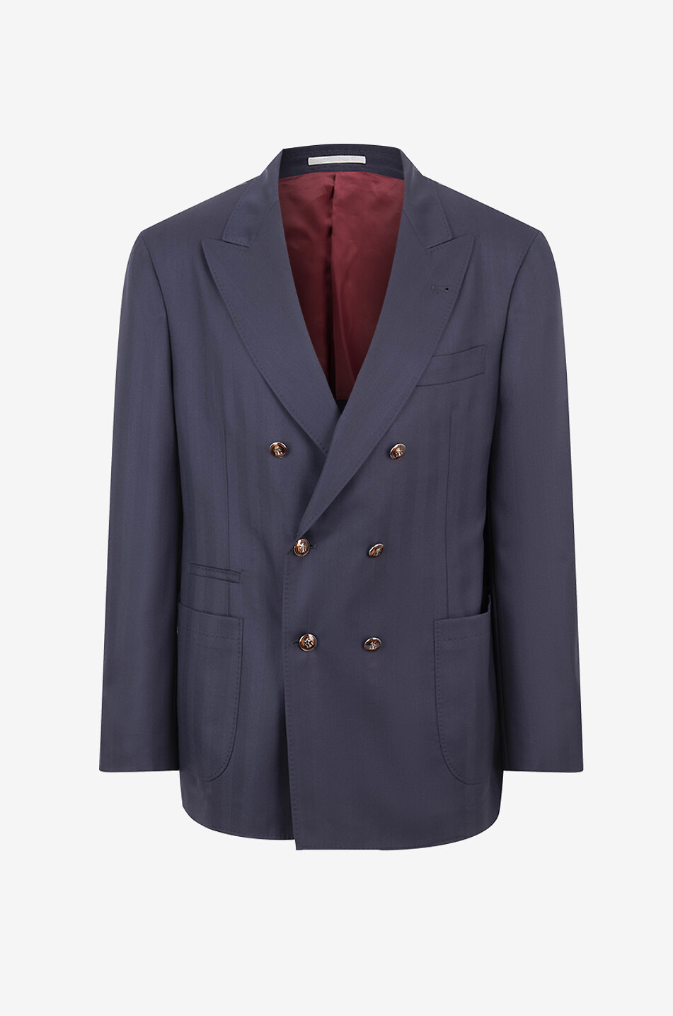 BRUNELLO CUCINELLI Double-breasted herringbone wool blazer Men DARK BLUE 1