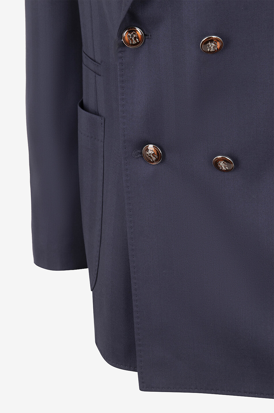 Double-breasted herringbone wool blazer