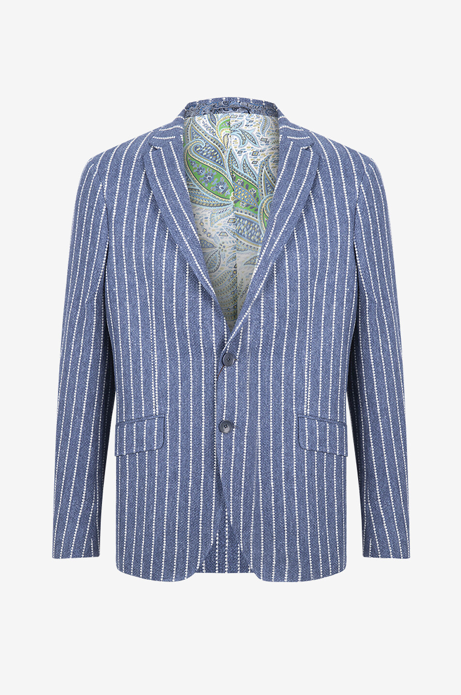 Einreihiger Blazer aus gestreiftem Leinenjacquard