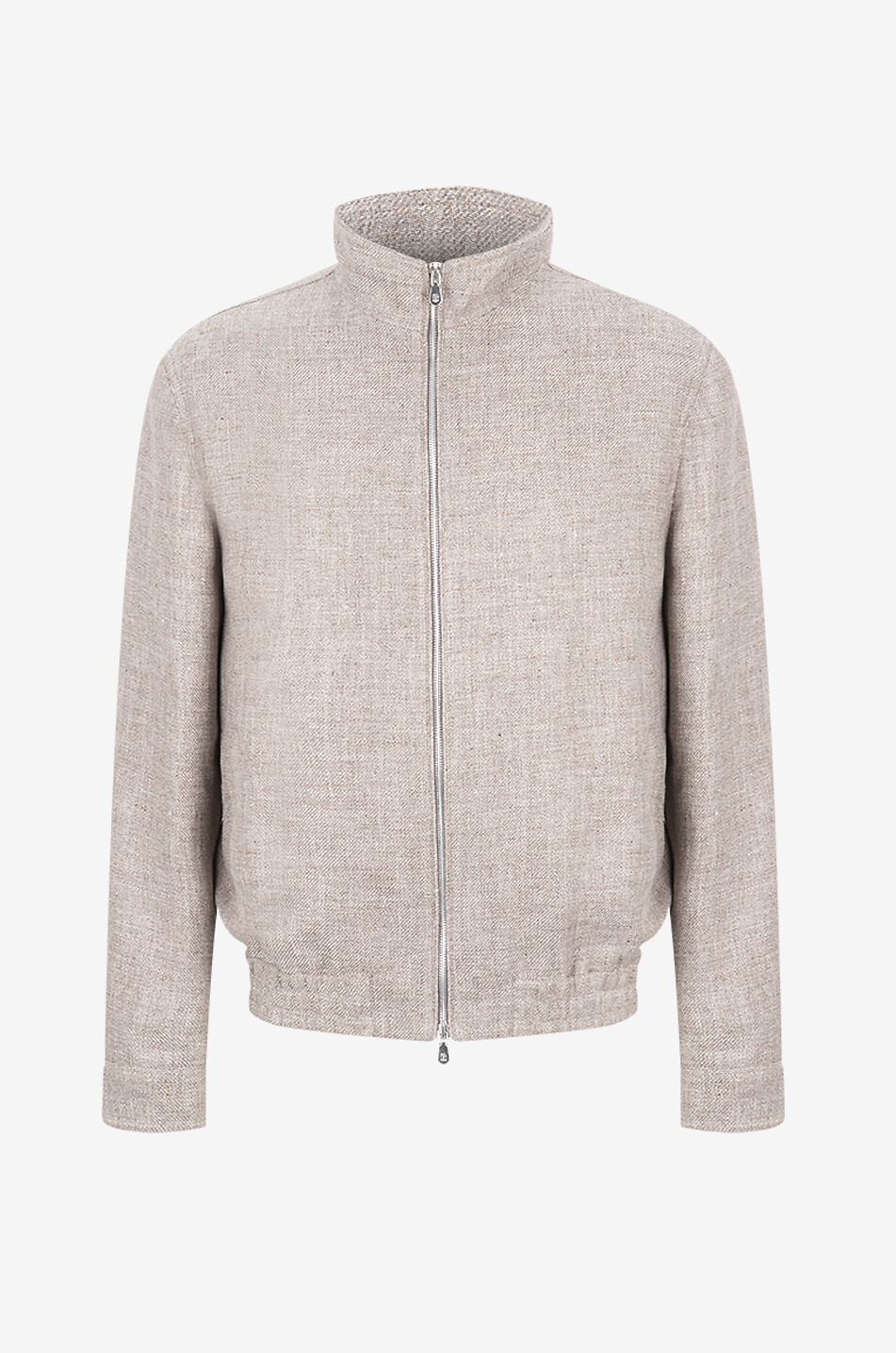 BRUNELLO CUCINELLI Bomber en sergé de lin et soie mélangés Homme MARRON CLAIR 1