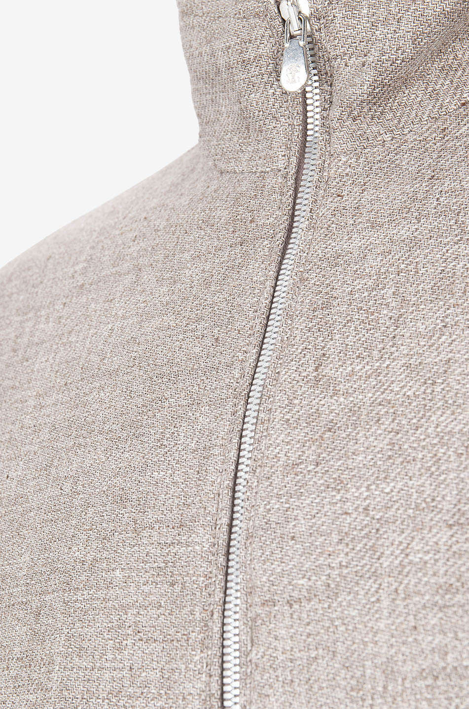 BRUNELLO CUCINELLI Bomber en sergé de lin et soie mélangés Homme MARRON CLAIR 3