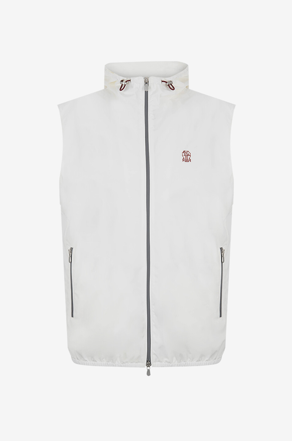 BRUNELLO CUCINELLI Gilet en nylon déperlant à capuche Homme BLANC CASSE 1