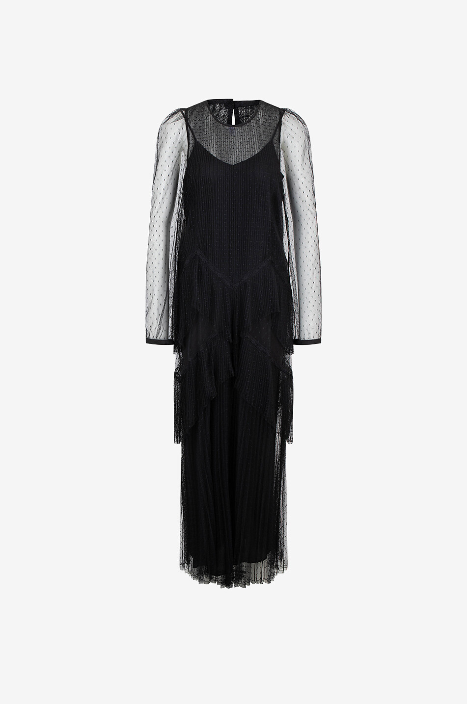 Robe longue en tulle à pois