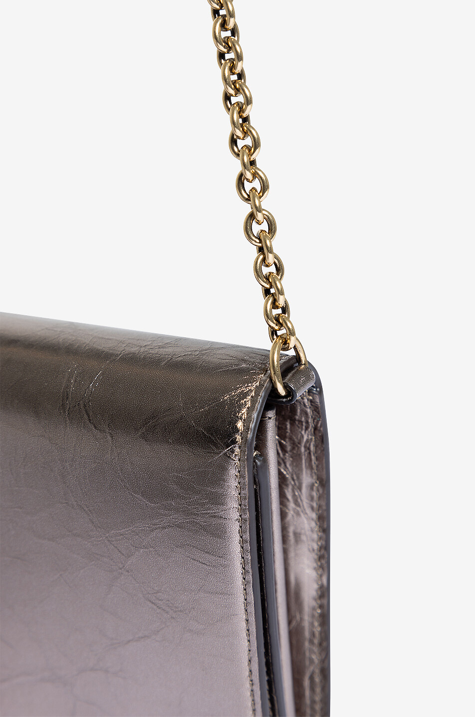 CHLOE Portefeuille chaîne en cuir métallisé Chloé Iconic Femme ARGENT 5