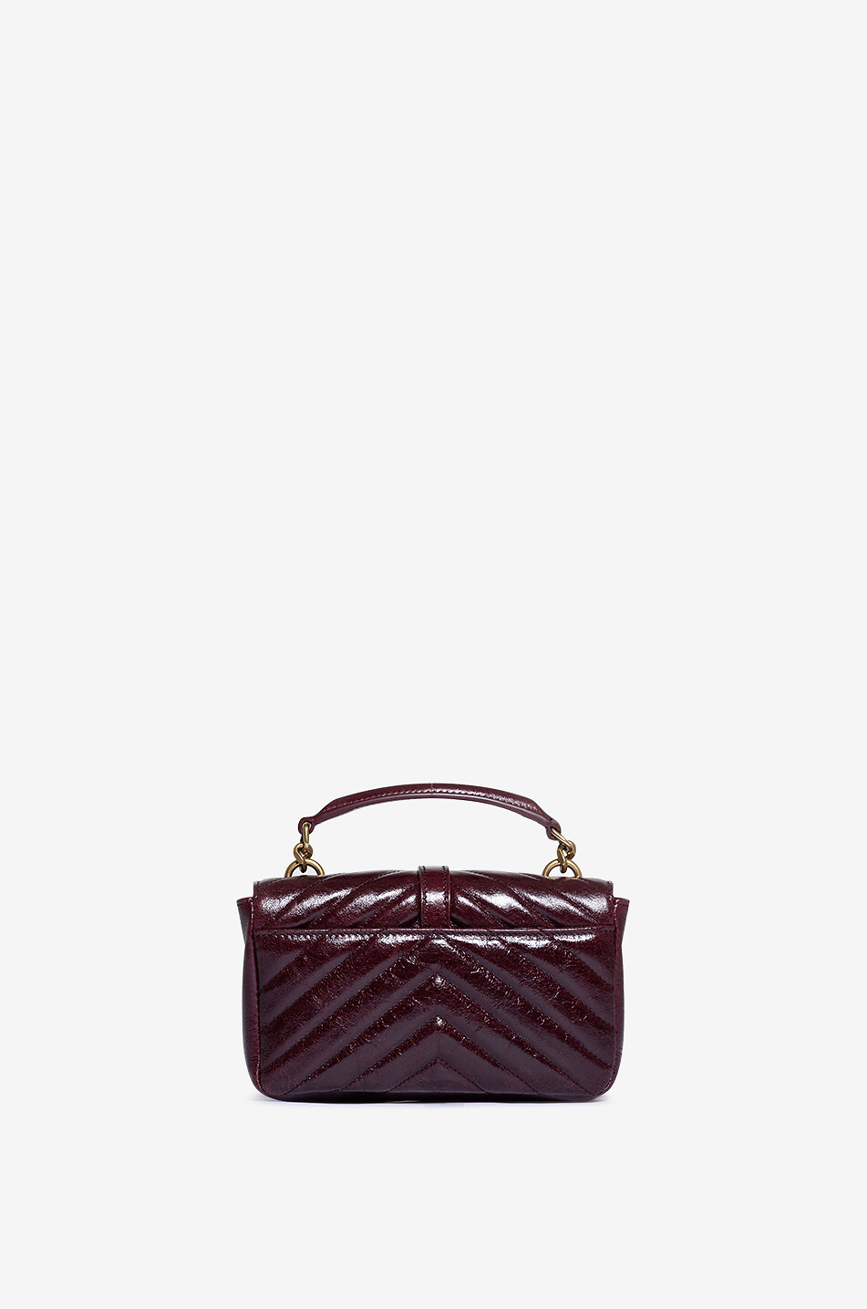 SAINT LAURENT PARIS College Mini shiny quilted leather chain wallet Women DARK RED 3