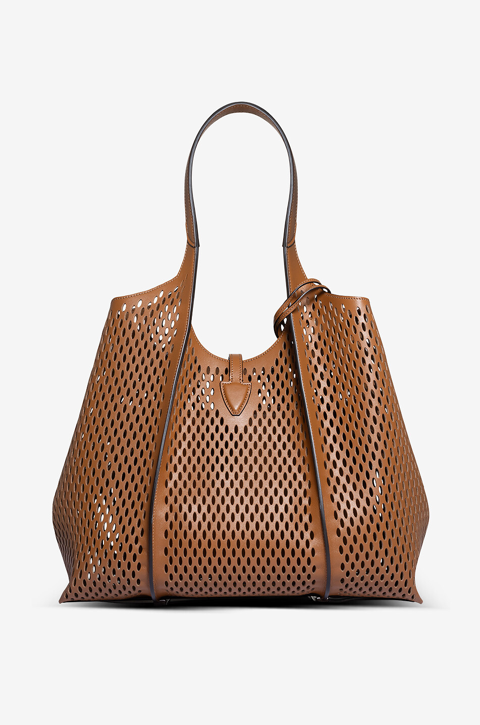 TOD'S T Timeless Medium laser-cut leather tote bag Women BROWN 3
