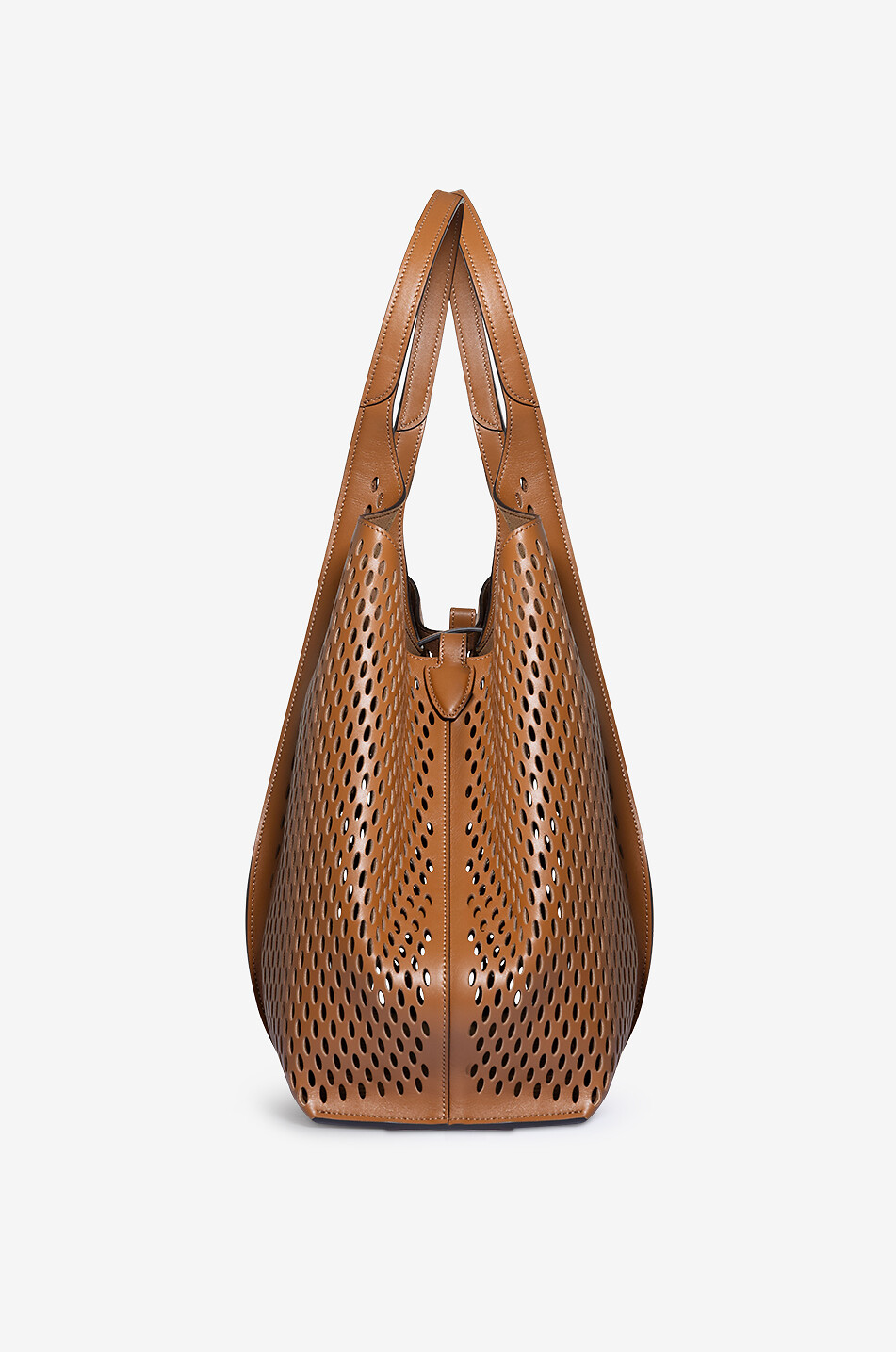 TOD'S T Timeless Medium laser-cut leather tote bag Women BROWN 4