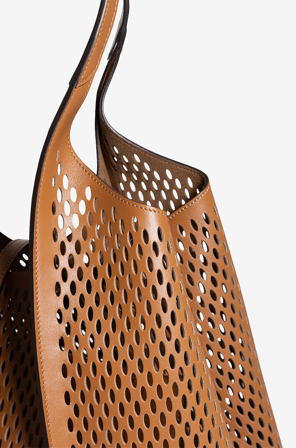 TOD'S T Timeless Medium laser-cut leather tote bag Women BROWN 5