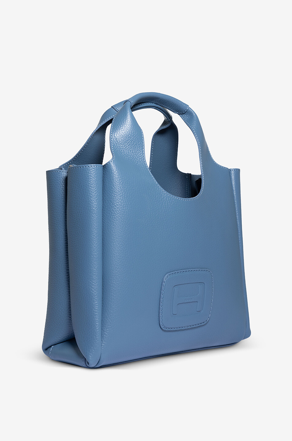 HOGAN Sac cabas en cuir grainé H-Bag Shopping Small Femme BLEU 2