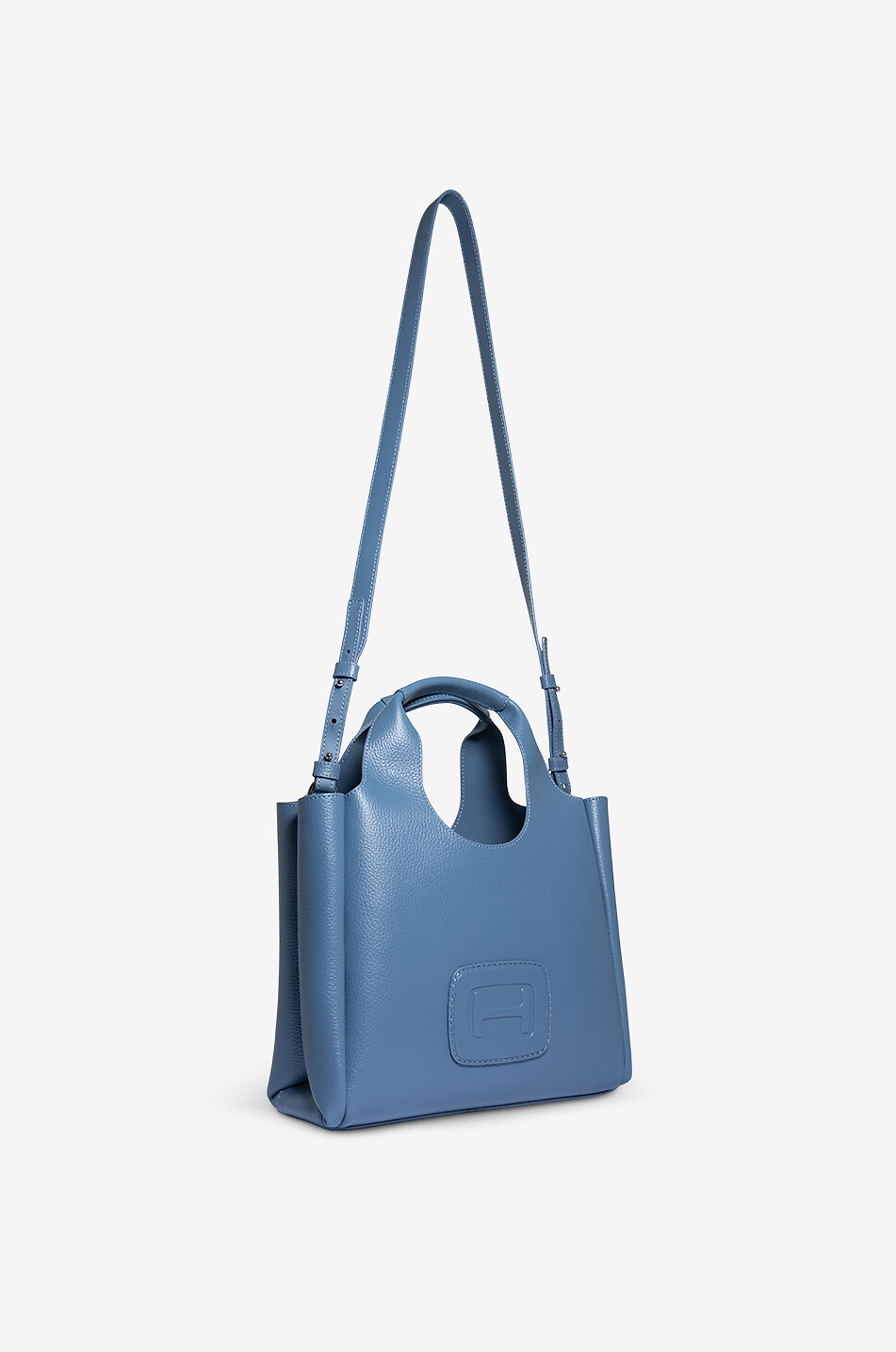 HOGAN Sac cabas en cuir grainé H-Bag Shopping Small Femme BLEU 5