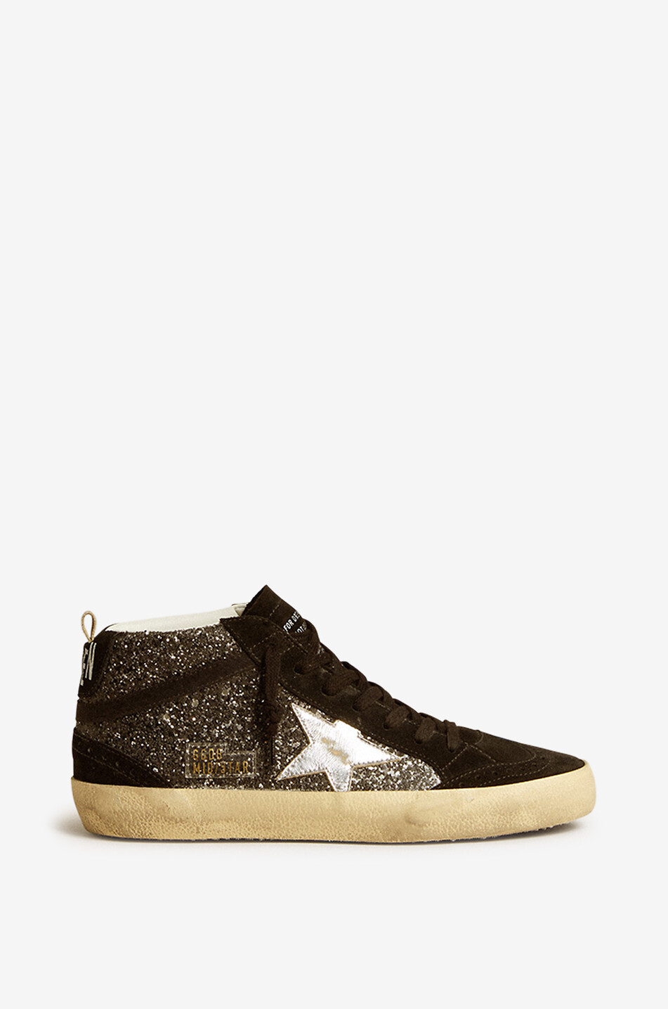GOLDEN GOOSE Baskets montantes à paillettes Mit Star Femme NOIR 1