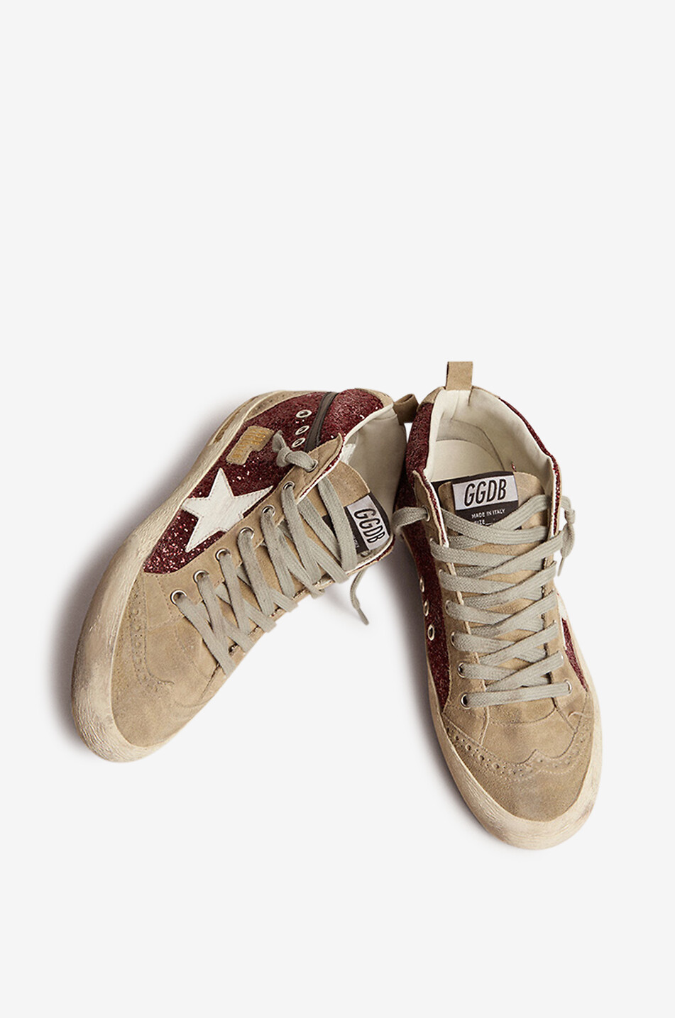 GOLDEN GOOSE Hohe Wildleder-Sneakers mit Glitter Mid Star Damen DUNKELBRAUN 5