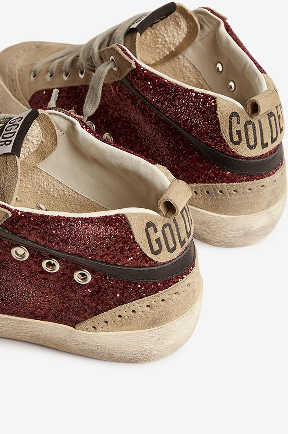 GOLDEN GOOSE Hohe Wildleder-Sneakers mit Glitter Mid Star Damen DUNKELBRAUN 7
