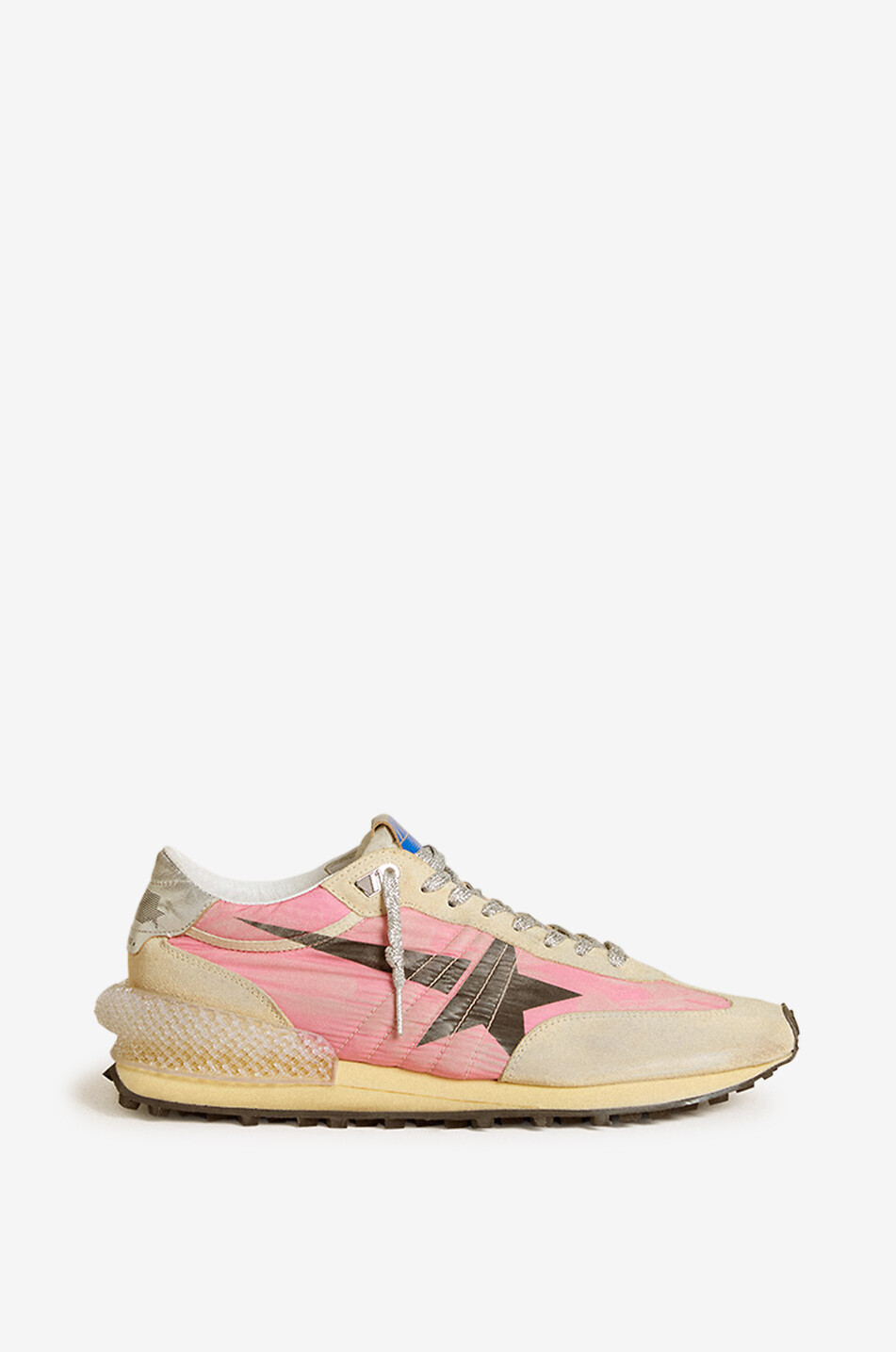GOLDEN GOOSE Baskets basses en nylon et daim Running Marathon M2000 Femme ROSE CLAIR 1