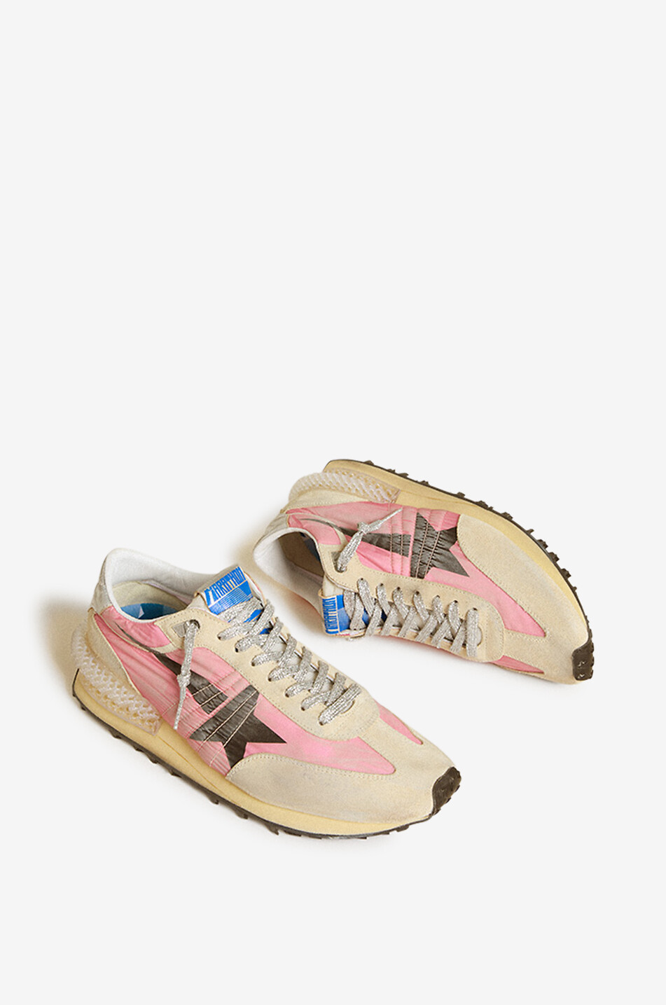 GOLDEN GOOSE Baskets basses en nylon et daim Running Marathon M2000 Femme ROSE CLAIR 2